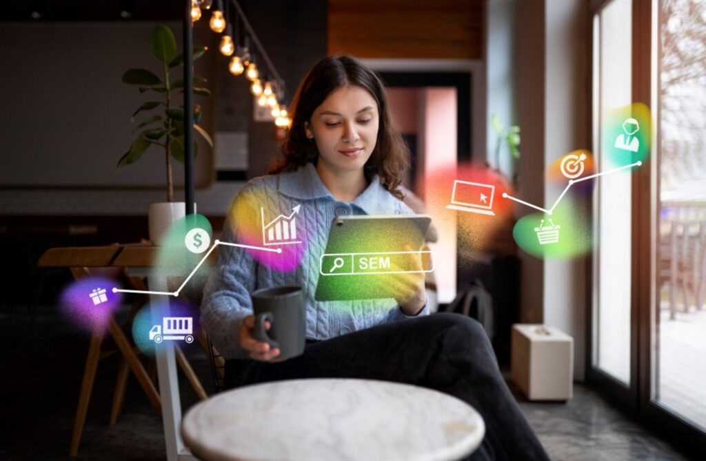 A women is looking at social media